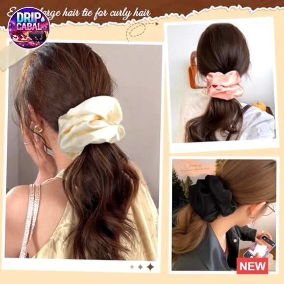 Jumbo Satin Silk Scrunchies Set Oversized Hair Ties For Thick Hair - Picture 6 of 7